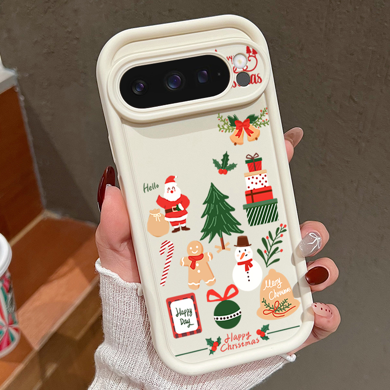 Google Pixel 9 Pro - Frohe Weihnachten Muster Weiche TPU Handyhülle